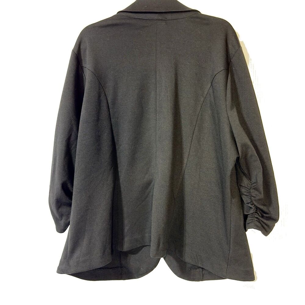 Torrid Black Ponti Blazer Size 3X Button Front Ruched 3/4 Sleeve NWT - Picture 3 of 11